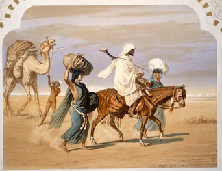 Beduinenfamilie reist durch die Wüste, 1860